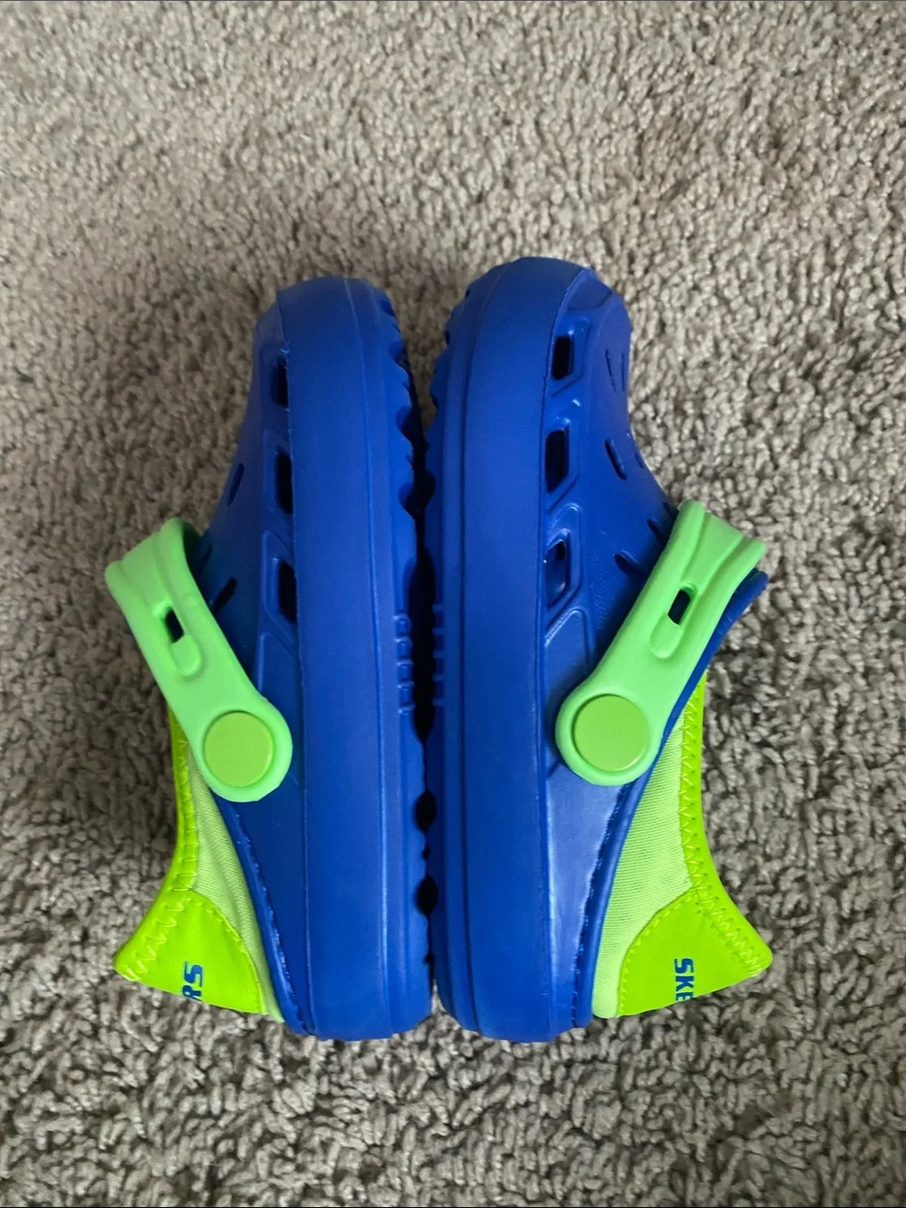 Skechers Blue Clog-Style Water Shoes with Neon Green Trim